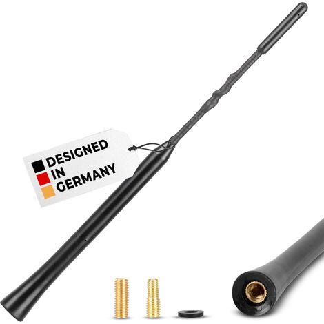 alca® Dachantenne Spiral 23 cm universal  Radio AM FM DAB+ schwarz + M5 M6 Adapter-Set Auto Antenne Fiberglas Autoantenne Ersatzantenne kurz