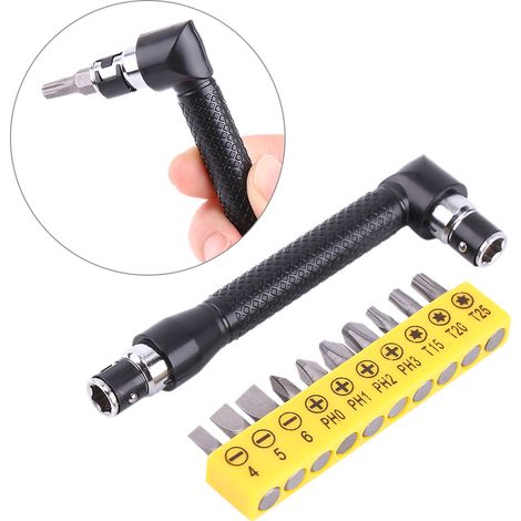 SJLERST 10 pièces Tournevis Poignée d'extension en forme de L Tournevis à douille hexagonale à tête double Tournevis plat Torx Outil à main de kit (1/5)
