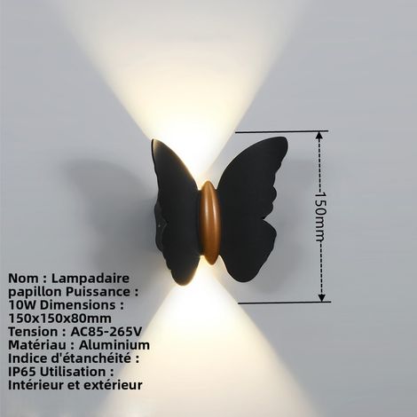 Wasserdichte Außenwandleuchte IP65, Moderne Wandlampe im Schmetterlingsdesign in Schwarz und Gold 10W, LED-Beleuchtung neutrales Licht 4000K für Garten, Balkon, Flur und Fassade-lsw