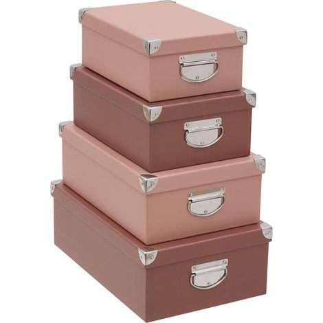Lot de 4 Boîtes de Rangement "Box" 40cm Rose (1/3)