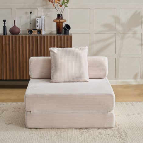 Fauteuil convertible 1 place en velours côtelé, pliable (1/5)
