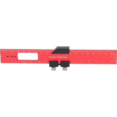 Präzises, rutschfestes Taschenlineal aus roter Aluminiumlegierung mit Markierungsanschlag für die Holzbearbeitung (1/5)