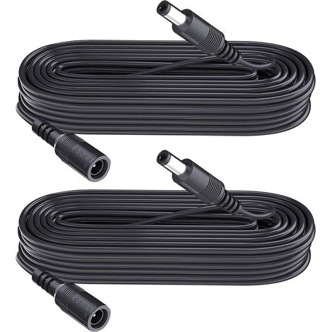 2er-Pack DC-Stromverlängerungskabel 5,5 mm x 2,1 mm für Überwachungskameras, WiFi-IP-Kameras, DVR, LED-Streifen, DC-Netzteil-Verlängerungskabel, Schwarz, 3 m (1/5)