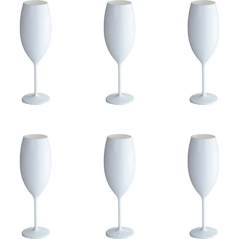 Lot de 6 Flûtes à Champagne en Acrylique Blanc 210 ml pour Fêtes et Célébrations - PANGIVO (1/4)