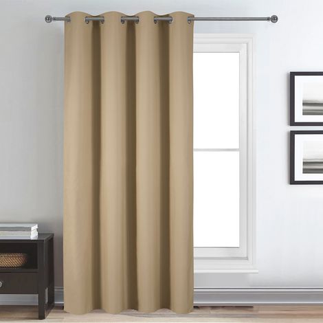 Rideau déco uni occultant et thermique Beige 140x260 cm (1/3)