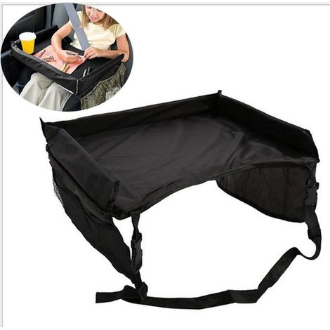 Table de voyage pliable pour voiture avec tablette et support pour tablette, table de jeu et organisateur pour enfants, accessoire pratique pour longs trajets, noir (1/5)