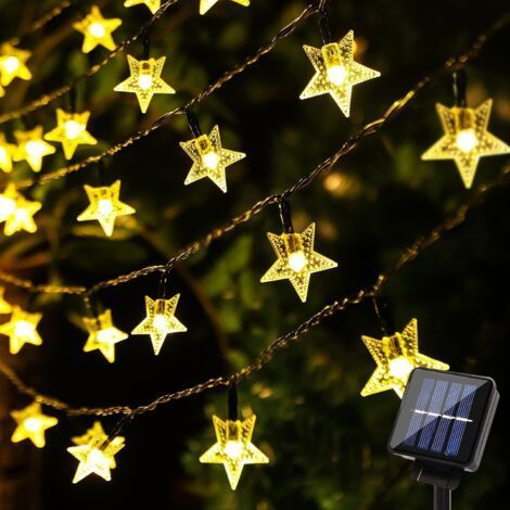 Guirlande lumineuse solaire de Noël d'extérieur, blanc chaud, 30 LED, 6,5 m, étanche, décorative pour la maison, la chambre, le jardin, la terrasse, le patio, etc. (1/5)