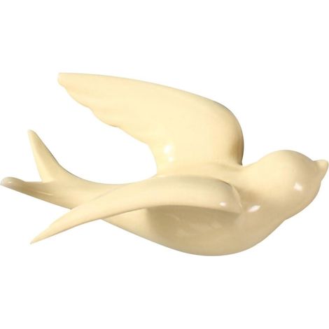 Sculpture Murale Hirondelle en Céramique Beige Clair Petit Format, Décoration Suspendue Intérieure pour Salon et Bureau, Figurine Oiseau Nordique Décoratif Multifonction (1/5)