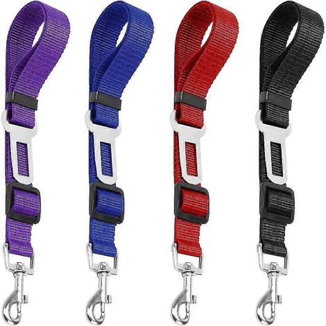 Lot de 4 ceintures de sécurité réglables pour animaux de compagnie (chien/chat), laisses de sécurité pour voiture (1/5)
