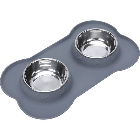 3-in-1 Hunde- und Katzenfutternapf, Edelstahl-Hundenapf mit rutschfester Silikonmatte, Edelstahl-Katzenwassernapf, Futternapf, Futter- und Wassernapf (klein) (1/4)