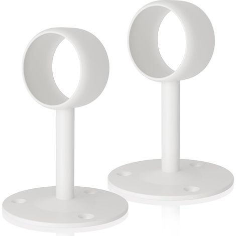 Support Tringle Rideaux Plafond Support Barre Penderie en Acier Inoxydable, Anti-Rouille Fixation Attache Tringle Rideau pour Tige de 38MM de Diamètre, 2 Pcs Blanc (Tige non incluse) (1/5)