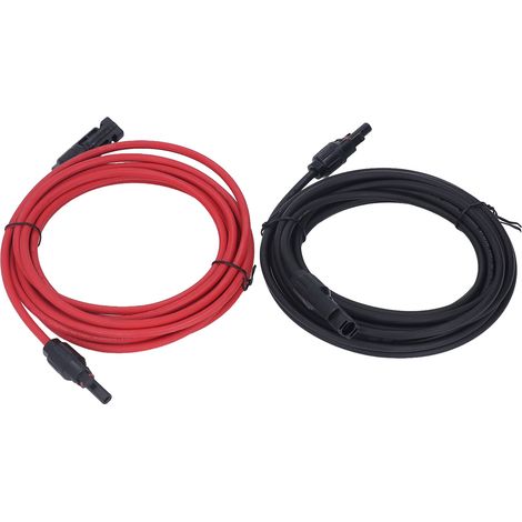 Ortviai Câble d'extension solaire 4 mm² (12 AWG) 1000 V CC, 2 pièces de 5 m avec connecteurs MC4 mâle/femelle (1/5)