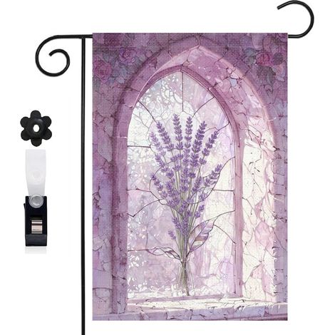 Drapeau vertical Welcome et rose grimpante 30 x 45 cm décoration jardin d'été (1/5)
