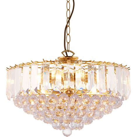 Endon Fargo - Suspension à 6 ampoules au plafond en acrylique, laiton, E14 (1/5)