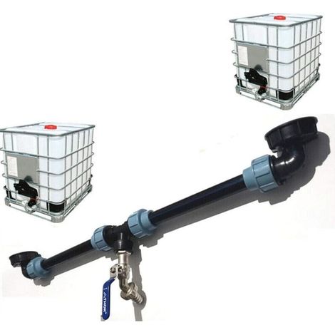 Raccord de réservoir IBC – Kit de connexion avec 2 tuyaux PE 0,5m – Raccord robinet 20mm – Bouchons S60 x 6 inclus
