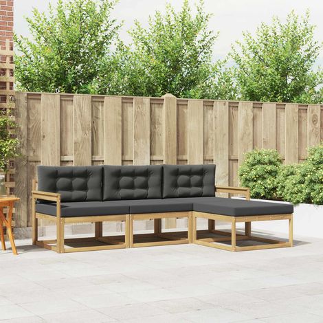 vidaXL Outdoor-Sofagarnitur 4 pcs Weiß und Anthrazit Polyester (1/5)