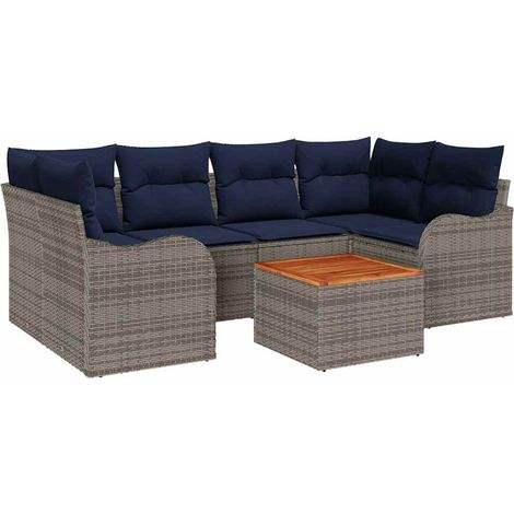 Garden Sofa Set 7 pcs Grey Poly Rattan vidaXL (1/5)