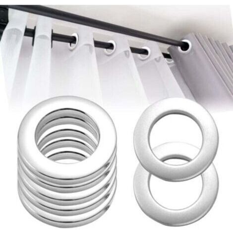 Oeillets de rideau à clipser en plastique amovibles, 50 pièces, anneaux d'oeillets de rideau d'intérieur pour rideau de douche, porte de vestiaire (argent)