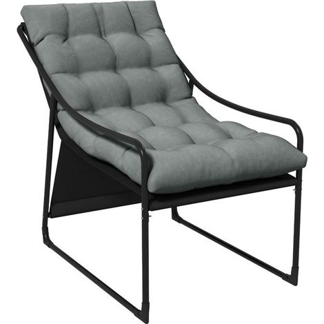 Fauteuil de jardin - Modèle design - Coussin 10 cm - Accoudoirs - Acier thermolaqué (1/5)