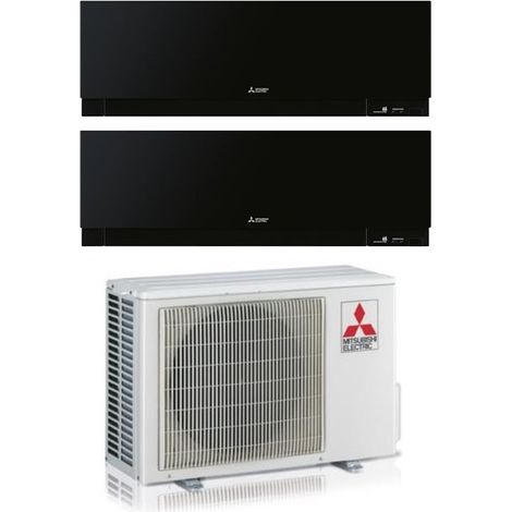 Mitsubishi Electric Dual Split Inverter Klimagerät Serie KIRIGAMINE ZEN BLACK MSZ-EF 12+12 mit MXZ-2F53VF R-32 Wi-Fi Integriert Farbe Schwarz 12000+12000