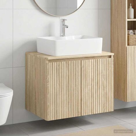 vidaXL Juego de muebles de baño Roble Sonoma Madera de ingeniería (1/5)