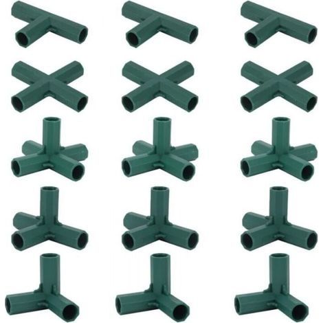 Lot de 15 Connecteurs De Cadre De Serre, Connecteurs d'angle pour Cadre De Jardin Tige d'hélice de 16 mm 5 Types de Support Stable Robuste pour Serre (1/4)