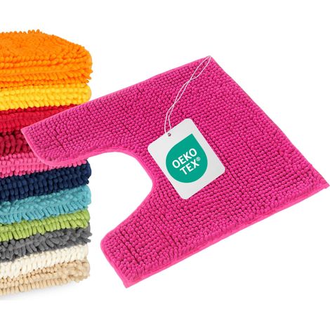 WOHNDIRECT Alfombra de baño, con recorte para el inodoro PARIS - 1 unidad 45x45 cm, rosa