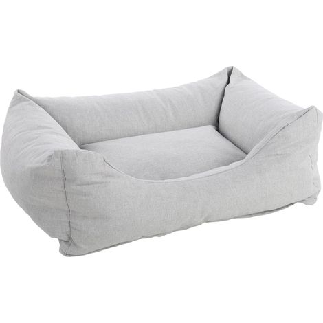 Panier pour Chien Rectangle Gris - 65x50x20cm - Housse Amovible avec Fermeture éclair - Fond Anti-dérapant (1/4)