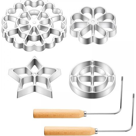 Moules à gaufres en forme de rosette (6 pièces), en alliage d'aluminium, compatibles avec les poignées standard