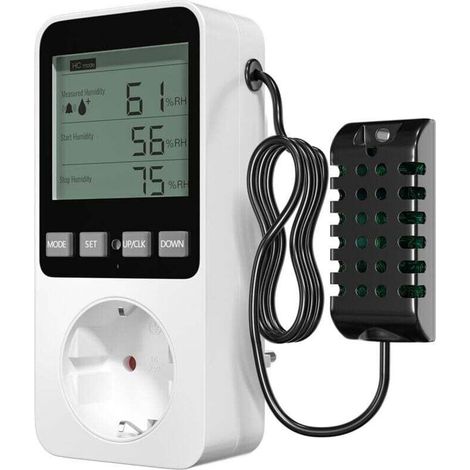 Lamptobe Digital Thermostat Hygrostat Plug-in, Temperature and Humidity Controller with Probe, Alarm Humidity Regulator Plug-in for Terrarium, Reptile, Incubator, Greenhouse (1/4)