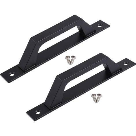 Lot de 2 poignées de porte de grange noires très résistantes avec ouverture de 173 mm pour portails coulissants, abris de jardin et armoires de garage – Alliage d'aluminium résistant à la (1/5)