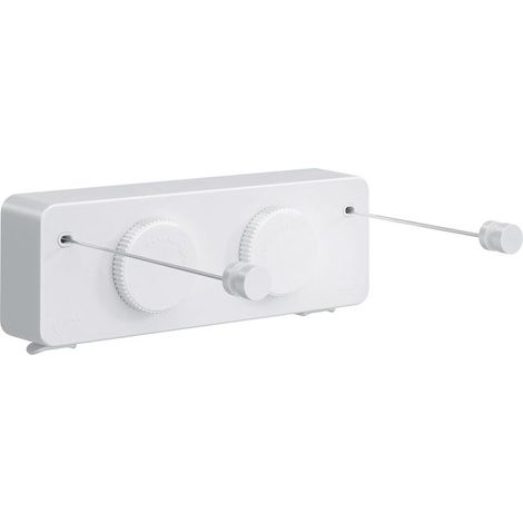 Corde à Linge rétractable, 2 Fils à Linge de 4,2 m en Acier InoxydableLigne à Linge très résistante pour l'intérieur et l'extérieur, Étendoir à Linge rétractable à Suspendre, Blanc (1/5)