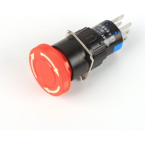 LA16Y-22ZS Mushroom Head Emergency Stop Button Switch with Silver Contact Two-on-Two-off 16mm Opening (1/4)