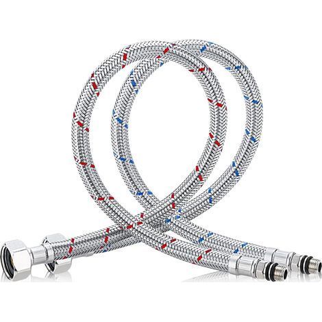 2 Tuyau De Robinet, Flexible Blindé Acier Inoxydable, Raccord G1/2 M10, Pour Cuisine Et Salle De Bain (1/5)