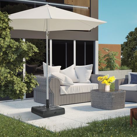 Base parasol jardin 3,5m anses HDPE acier 49x49x36,5cm, noir