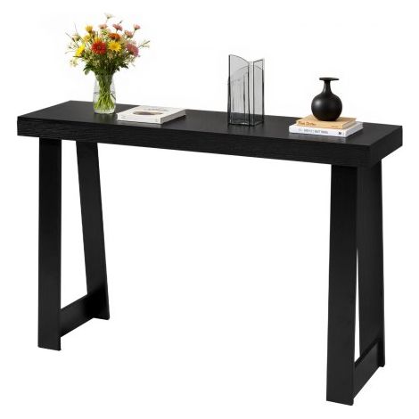Mesa Consola Moderna, Mesa Auxiliar Rectangular para Colocar Detrás del Sofá, 118 x 30,5 x 81 cm, Fabricada en Panel Multicapa, para Recibidor, Dormitorio, Sala de Estar, Negro, Carga 50 kg (1/5)