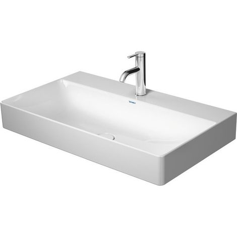 Lavabo Duravit DURASQUARE sans trop pleinavec plage de robinettrie 800x470mm 1 trou de robinetterie blanc