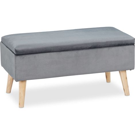 Elegante panca contenitore con coperchio ribaltabile 41 x 80 x 40 cm seduta confortevole stile moderno in velluto grigio 130009670