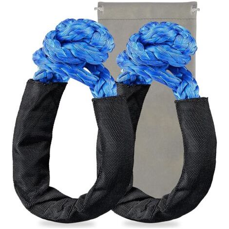 Synthetic Soft Shackle Rope 1/2 Inch X 22 Inch (38,000lbs Breaking Strength) Soft Shackle Recovery Rope for Sailing SUV ATV 4X4 Truck Jeep Recovery Climbing Towing (Blue, 2-Pack) (1/5)