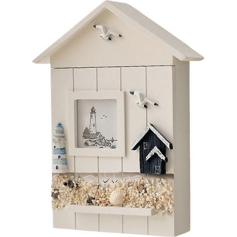 Wandmontierter Schlüsselschrank, Schlüsselaufbewahrungsbox aus Holz, Leuchtturm-