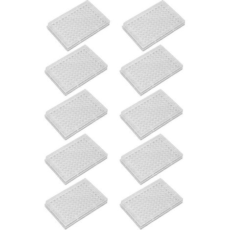 Plaque de culture cellulaire 96 puits en polystyrène transparent (10 unités) avec couvercle en plastique - Laboratoire de biologie, salle B (1/5)