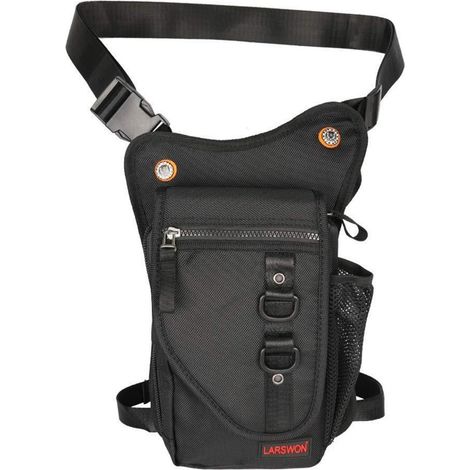 Sacoche de jambe tactique imperméable pour moto, randonnée, cyclisme, noir (1/5)
