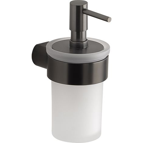 Dosasapone pirenei nero matt con contenitore in vetro satinato ed erogatore in plastica