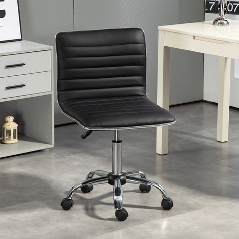 Ergonomischer Bürostuhl aus PU-Kunstleder mit verstellbarer Höhe, drehbarem Sitz und 5 Rollen, Schwarz