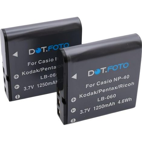 2 x LB-060 Premium 3.7v / 1250mAh Batterie Rechargeable pour Kodak PixPro AZ361, AZ362, AZ421, AZ422, AZ501, AZ521, AZ522, AZ525, AZ526, AZ527, AZ528 (1/5)