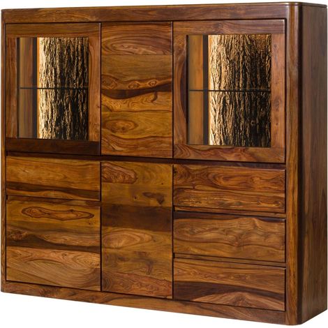 Highboard Sheesham 166x40x145 walnuss gewachst TORONTO LUX 204