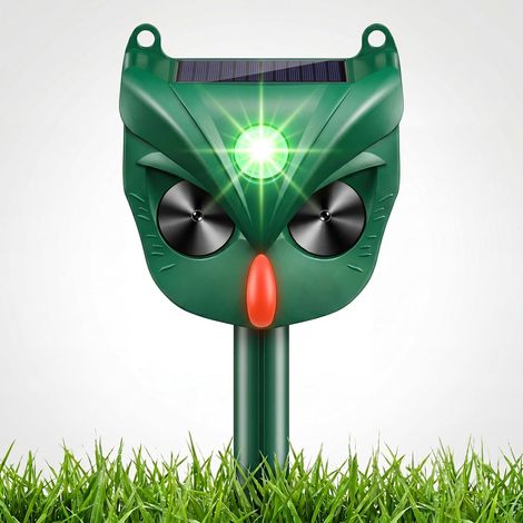 Répulsif à ultrasons pour chat - Répulsif solaire pour chat - Étanche IPX5 - Charge USB - Répulsif contre les martres avec détecteur de mouvement, 5 plages de fréquence et lumières clignotantes rouges (1/5)