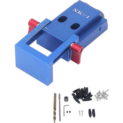Gabarit de perçage pour trous de poche en alliage d'aluminium avec échelle précise pour une évacuation rapide des copeaux en menuiserie et pour le perçage en angle.