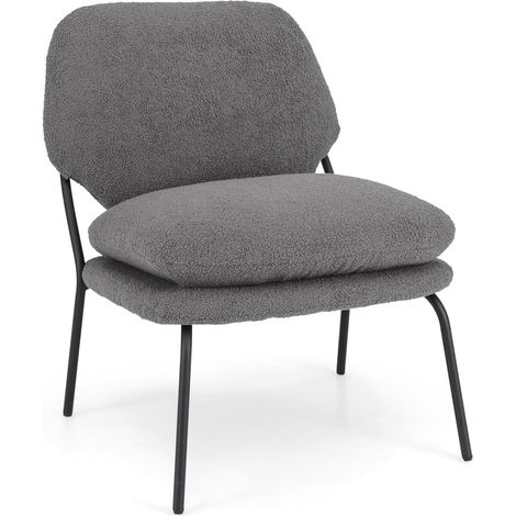 COSTWAY Armless Accent Chair Teddy Fleece Fabric Upholstered Leisure Chair-Grey (1/5)