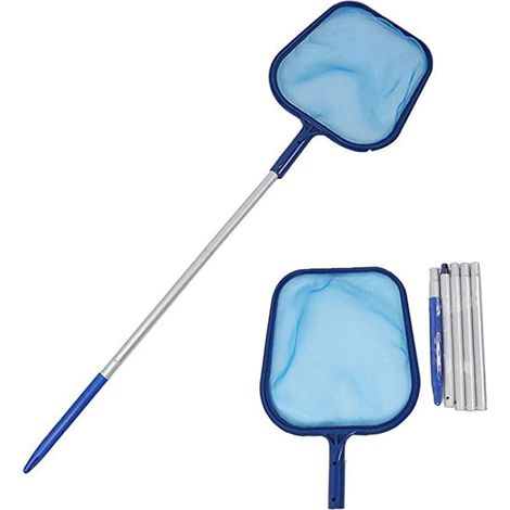 Épuisette de piscine avec poteau, réglable à 5 raccords de 122 cm en aluminium, filet à mailles fines pour spa, fontaine, aquarium, bassins (filet avec poteau) (1/4)